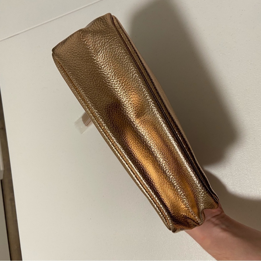 NWT | Nordstrom women’s gold wristlet metallic makeup bag purse zip accessory - Picture 5 of 6